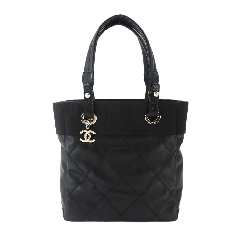 CHANEL Black Leather Tote Bag